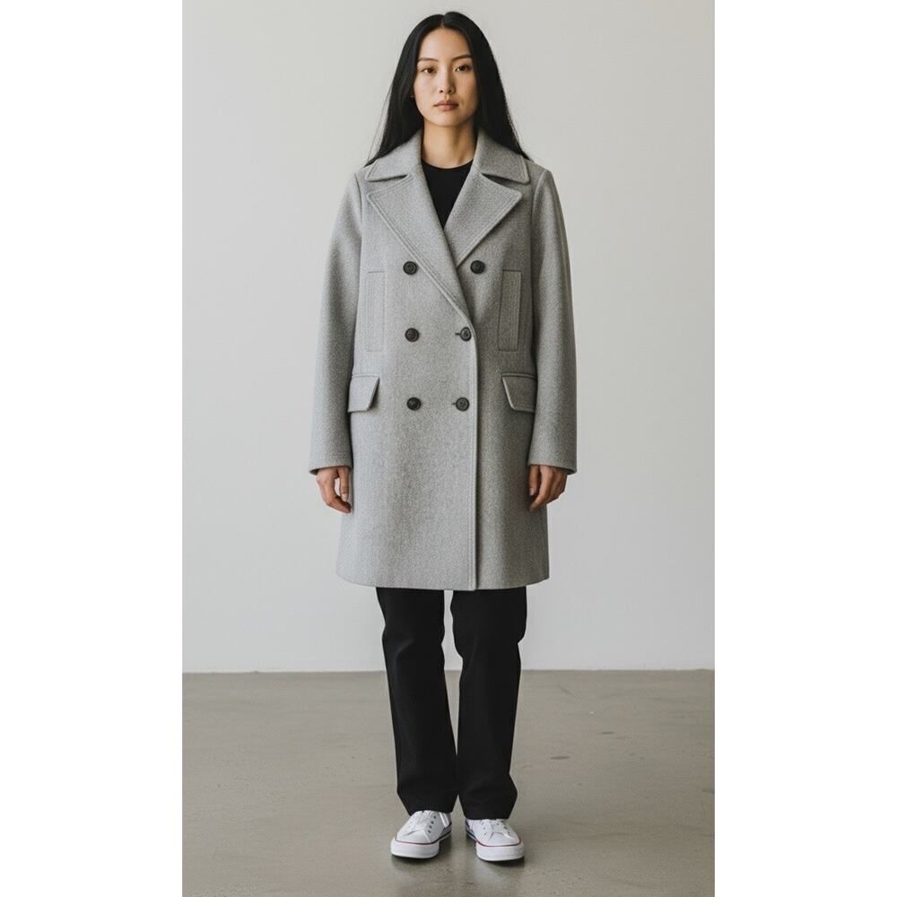 Banana Republic Double-Breasted Wool Coat Light Grey Medium Classic Winter